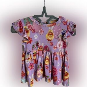 Posh Peanut Easter Chick Print Azalea Twirl Dress Bamboo 3-6M Baby Girl Purple